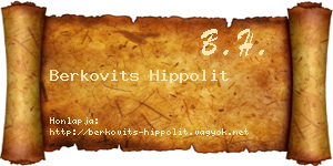 Berkovits Hippolit névjegykártya